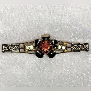 Coro Pegasus Art Deco Pink / Clear Bar Brooch / Pin